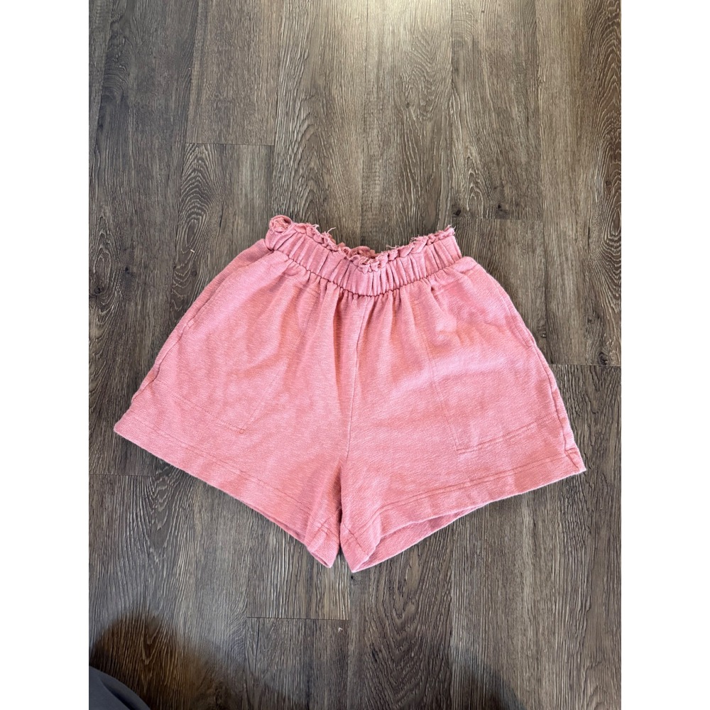 Free People FP Beach Pink Paperbag Waist French Terry Lounge Shorts XS